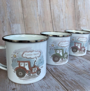 Myg Enamel 'Tractor Hapus' - 'Happy Tractor' Enamel Mug