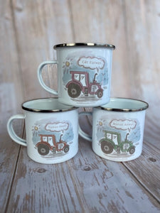 Myg Enamel 'Tractor Hapus' - 'Happy Tractor' Enamel Mug