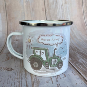 Myg Enamel 'Tractor Hapus' - 'Happy Tractor' Enamel Mug