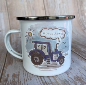 Myg Enamel 'Tractor Hapus' - 'Happy Tractor' Enamel Mug