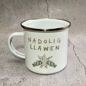 Mug Enamel Nadolig Personol