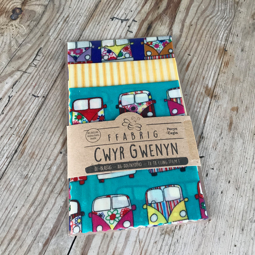 Campervan design beeswax fabric wraps set of three