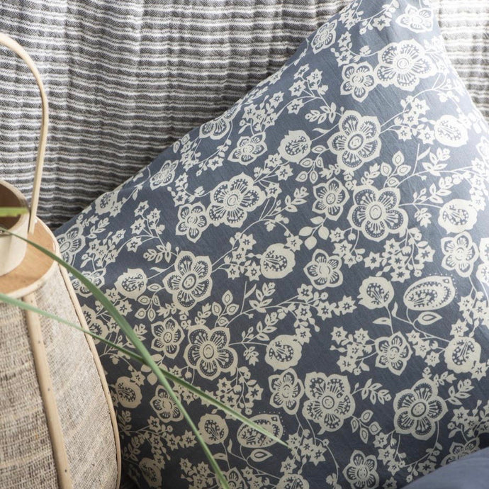 Blue Floral Cushion Cover