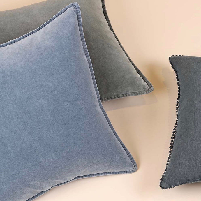 Graphite Blue Velvet Cushion