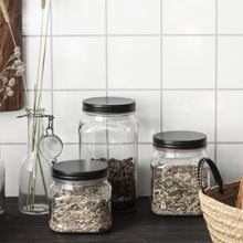 Load image into Gallery viewer, Glass Storage Jars with Black Tin Lid