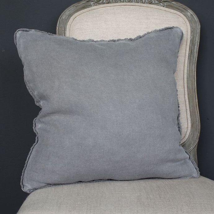 Grey Brush French Border Cushion