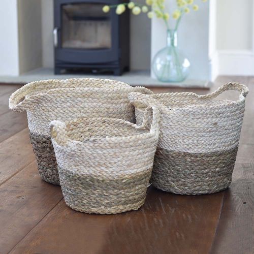 Natural Two Tone Seagrass Baskets