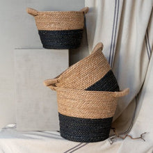 Load image into Gallery viewer, Natural and Charcoal Seagrass Baskets