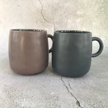 Load image into Gallery viewer, Charcoal and Nutmeg Matt Glazed Mugs with Gloss Inner