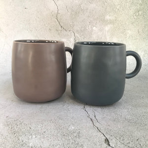 Charcoal and Nutmeg Matt Glazed Mugs with Gloss Inner
