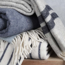 Load image into Gallery viewer, 100% Pure Australian Woollen Throw in Grey and Blue Stripe 