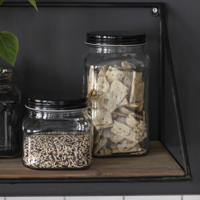 Glass Storage Jar with Black Lid